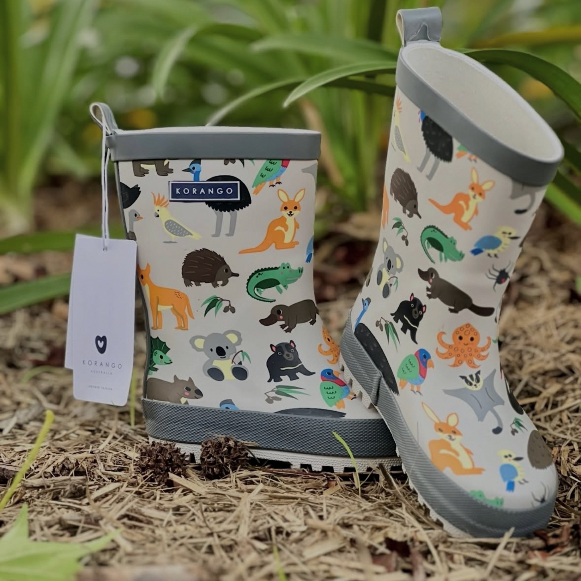 Korango Australian Animal Printed Gumboot - Grey