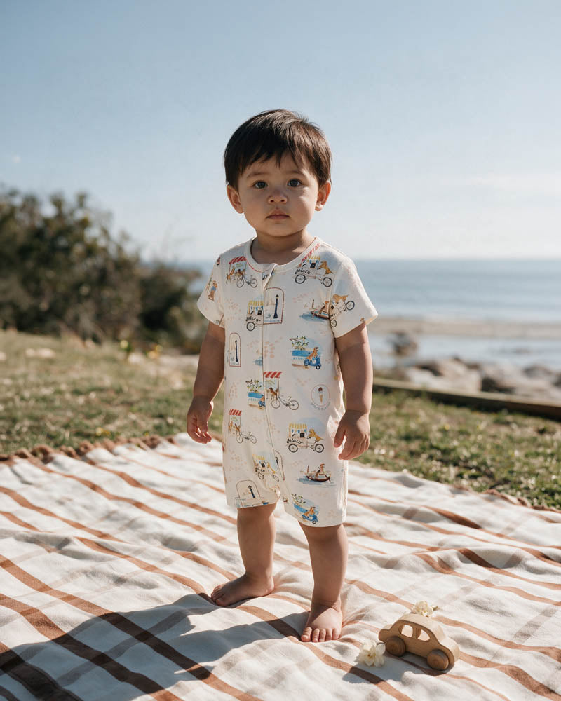 Alexi Organic Ss Zip Romper