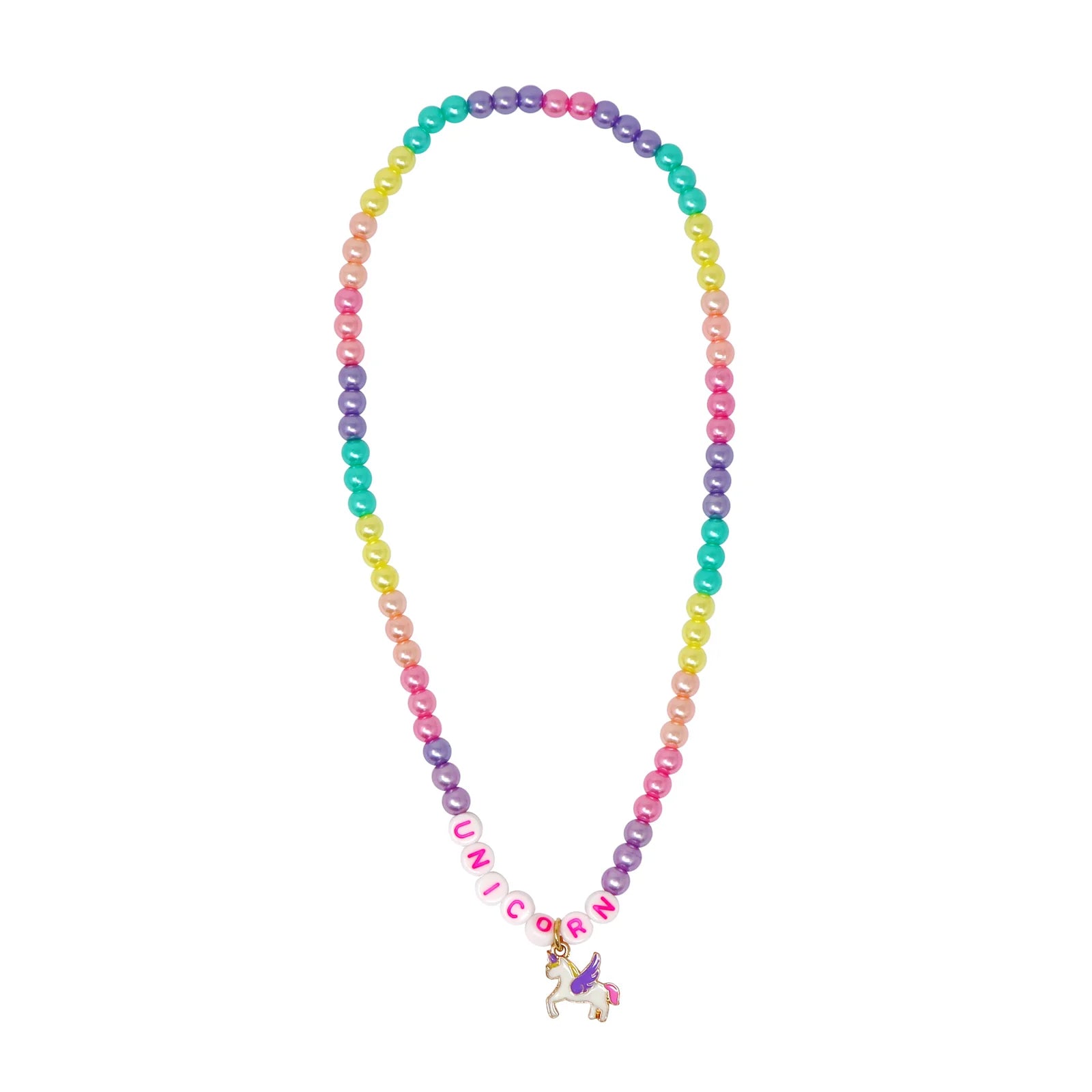 Pink Poppy BFF Unicorn Rainbow Pearl Twin Necklace Set