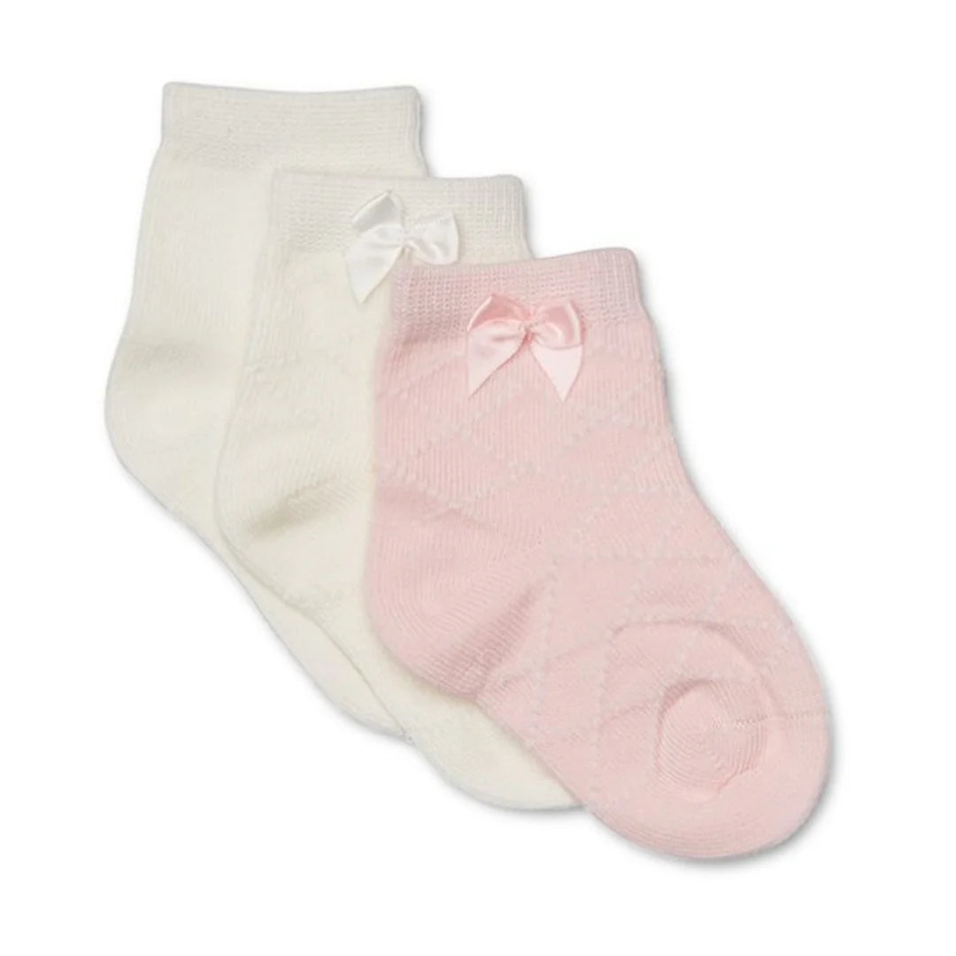 Diamond with Bow Knitted Socks 3 Pack