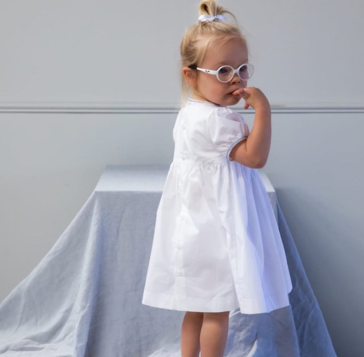 Smox Rox Mackenzie Dress - White and Azure Blue