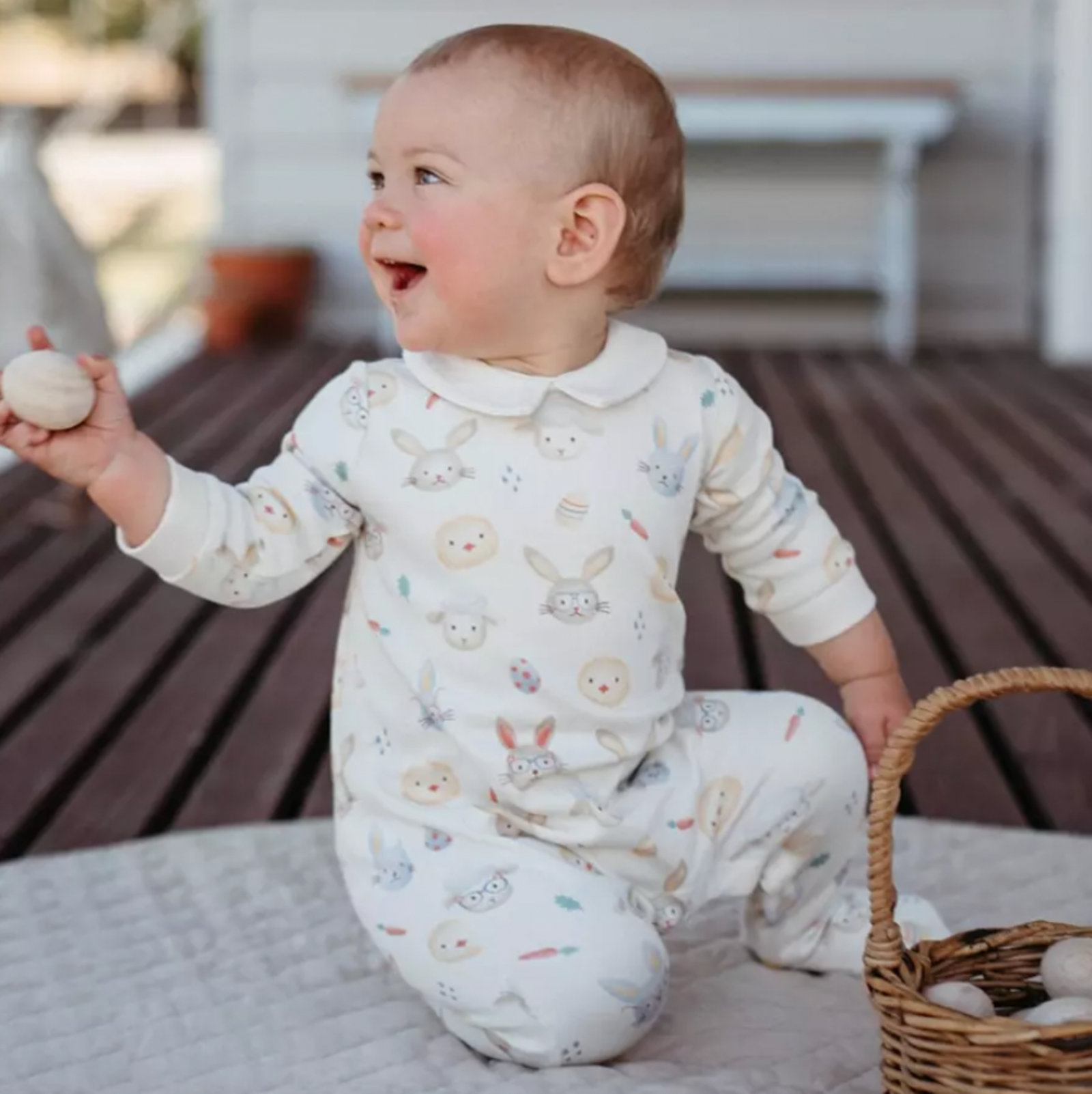 Purebaby Hoppity Thick Growsuit - Hoppity Print