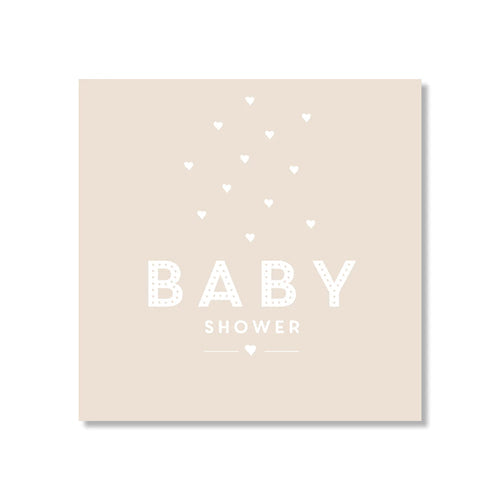 Baby Shower Hearts Mini Card (Beige)