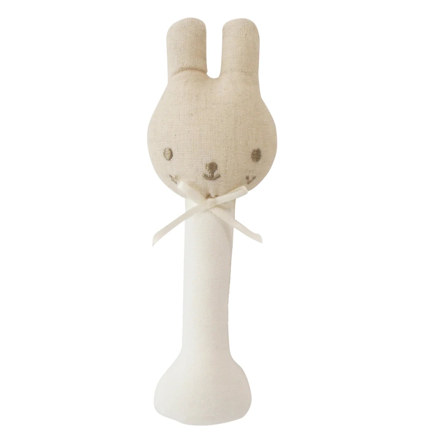 Alimrose Linen Bunny Stick Rattle -  Ivory