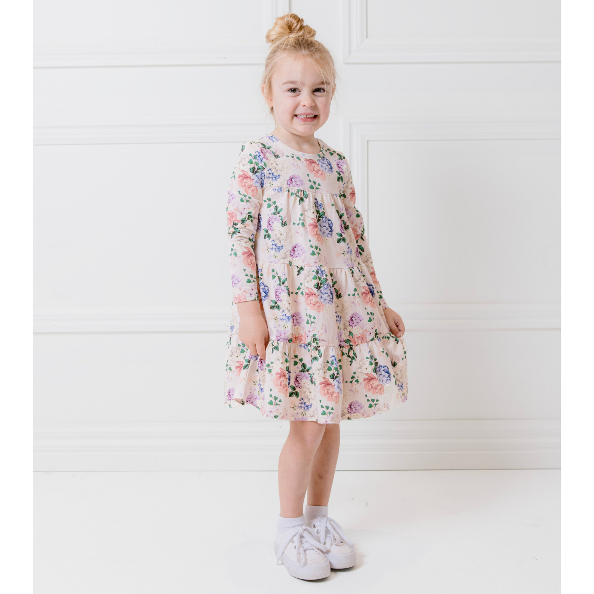 Milky Hydrangea Tiered Dress