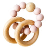 Alimrose Beechwood &amp; Silicone Teether Ring set - Petal