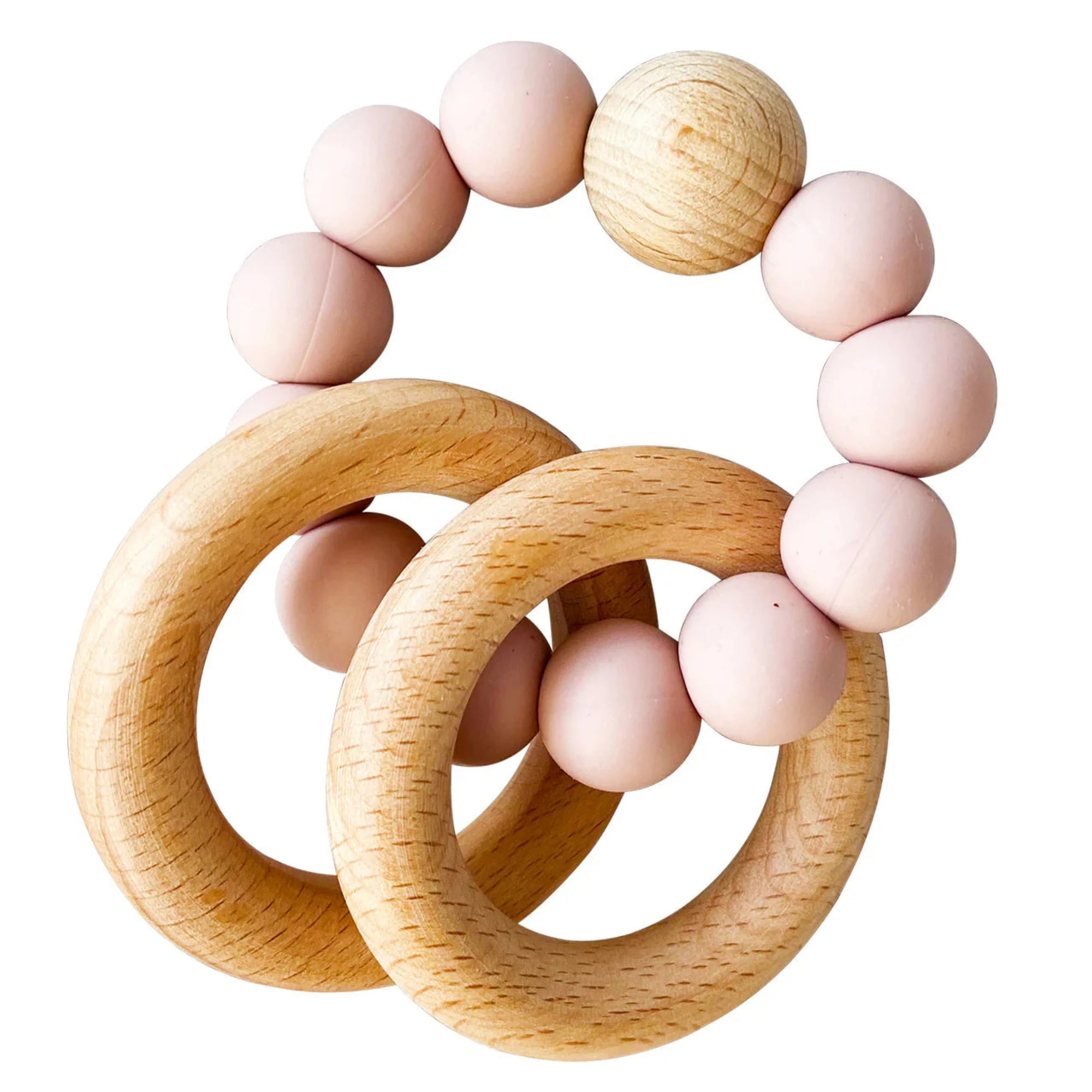 Alimrose Beechwood & Silicone Teether Ring set - Petal