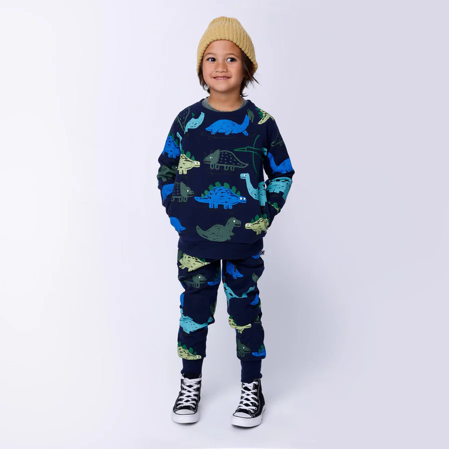 Minti Dino Rollers Furry Trackies - Dark Blue