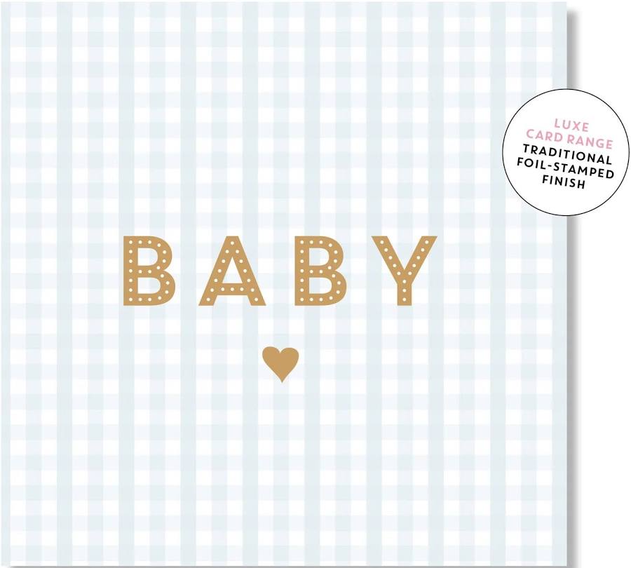 Mini Card - Gingham Baby Blue
