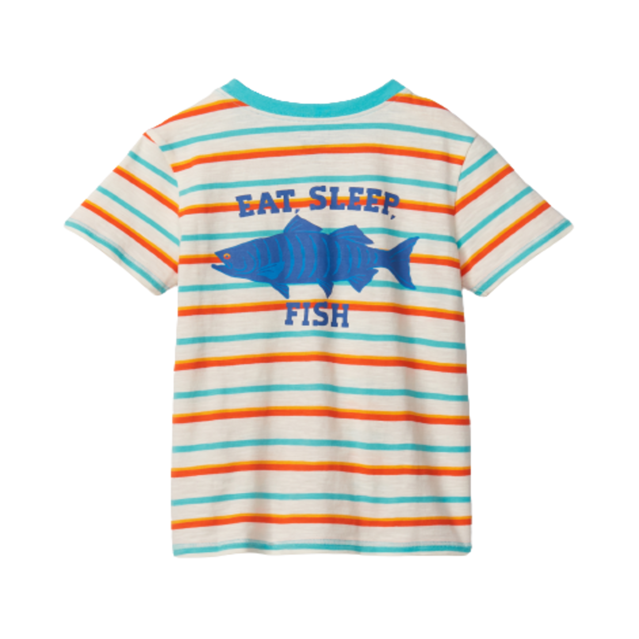 Hatley Fishing Stripes Striped Pocket Tee - Sea Salt - Canterbury Kids