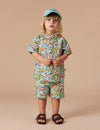 Goldie + Ace Holiday Linen Shirt Dino Jungle - Sea Foam