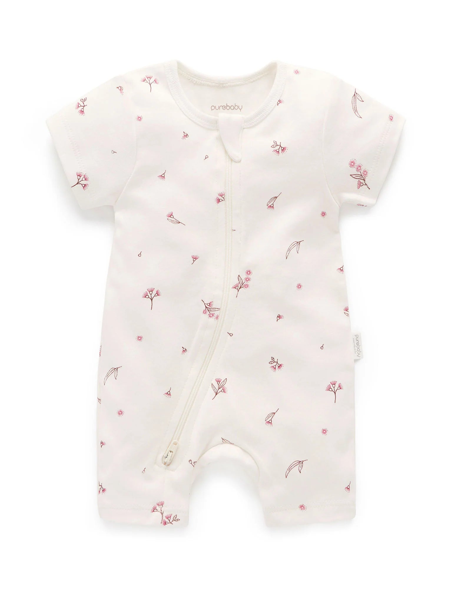 Purebaby Short Zip Growsuit - Vanilla Blossom