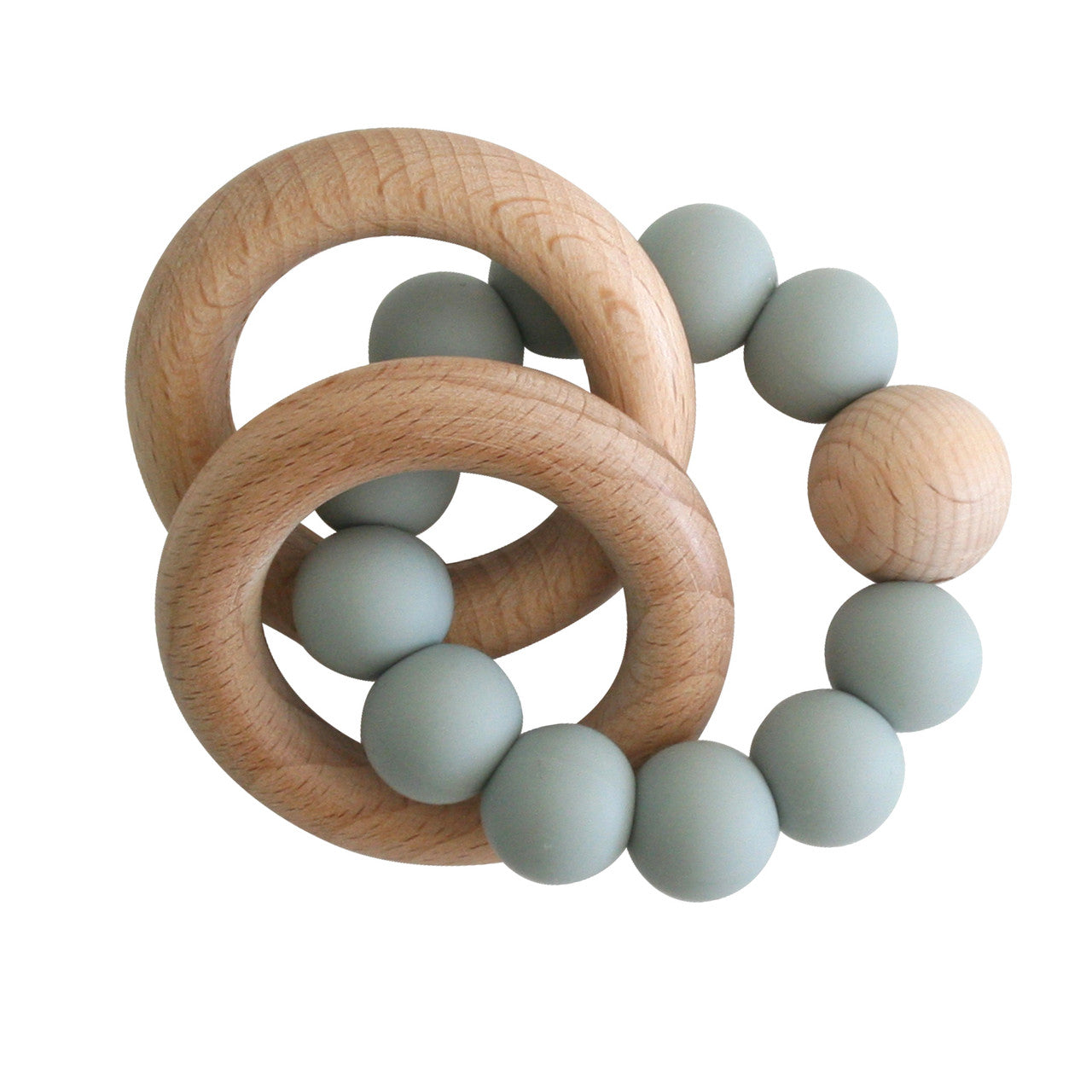 Alimrose Double Silicone Teether Ring - Sage White