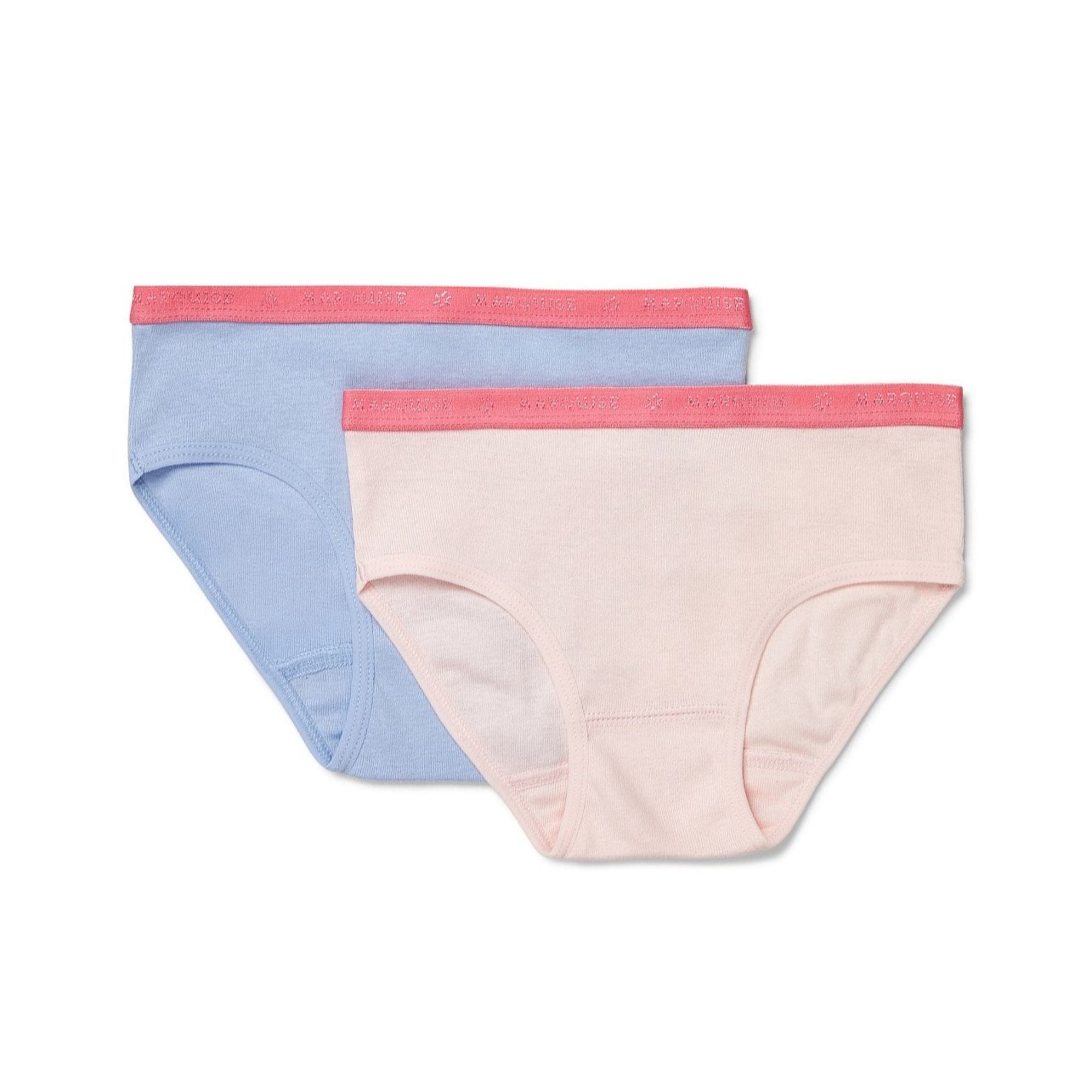 Marquise 2 Pack Girls Everyday Underwear - Powder Blue/ Pink