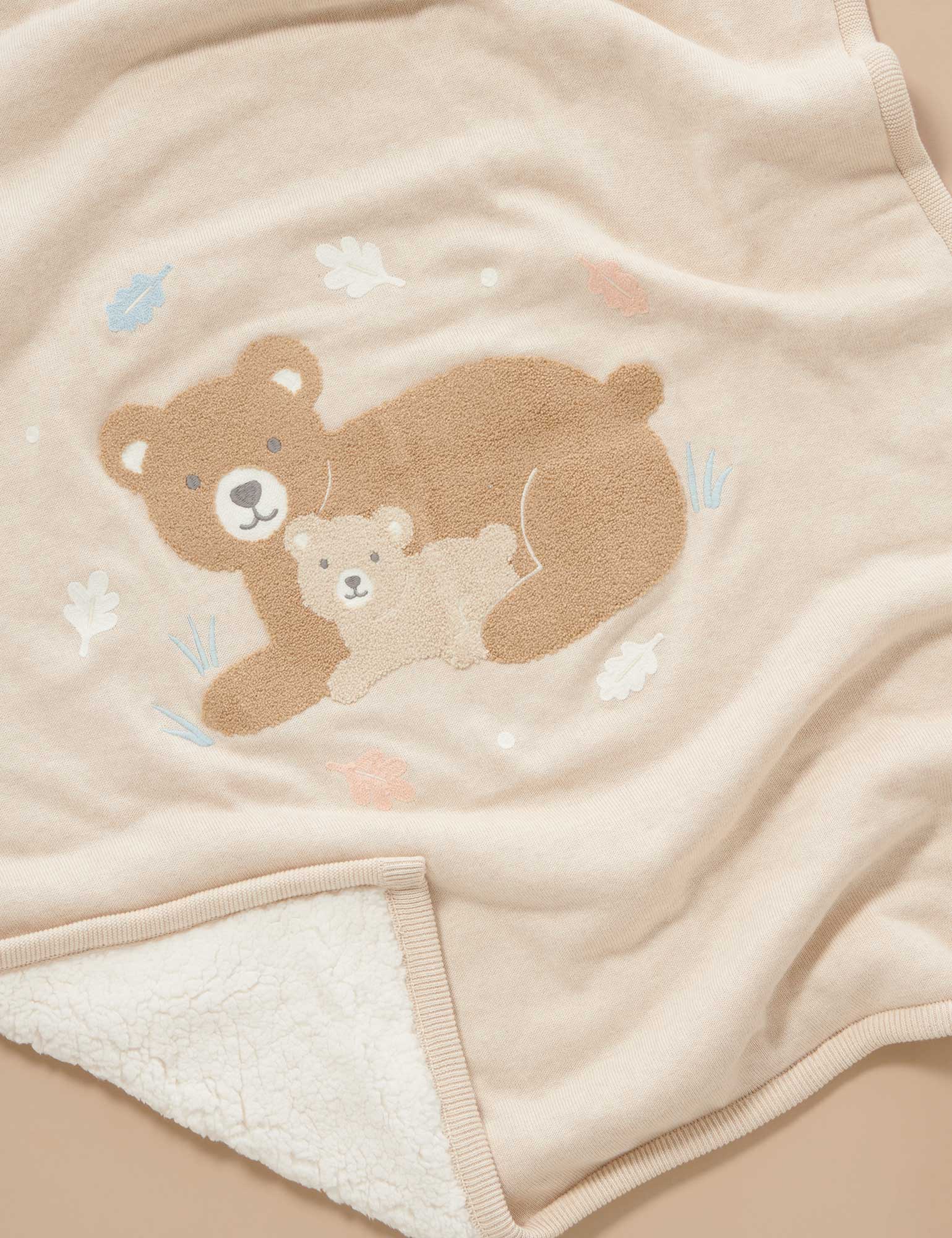 Purebaby Embroidered Lined Blanket - Little Wheat Bear