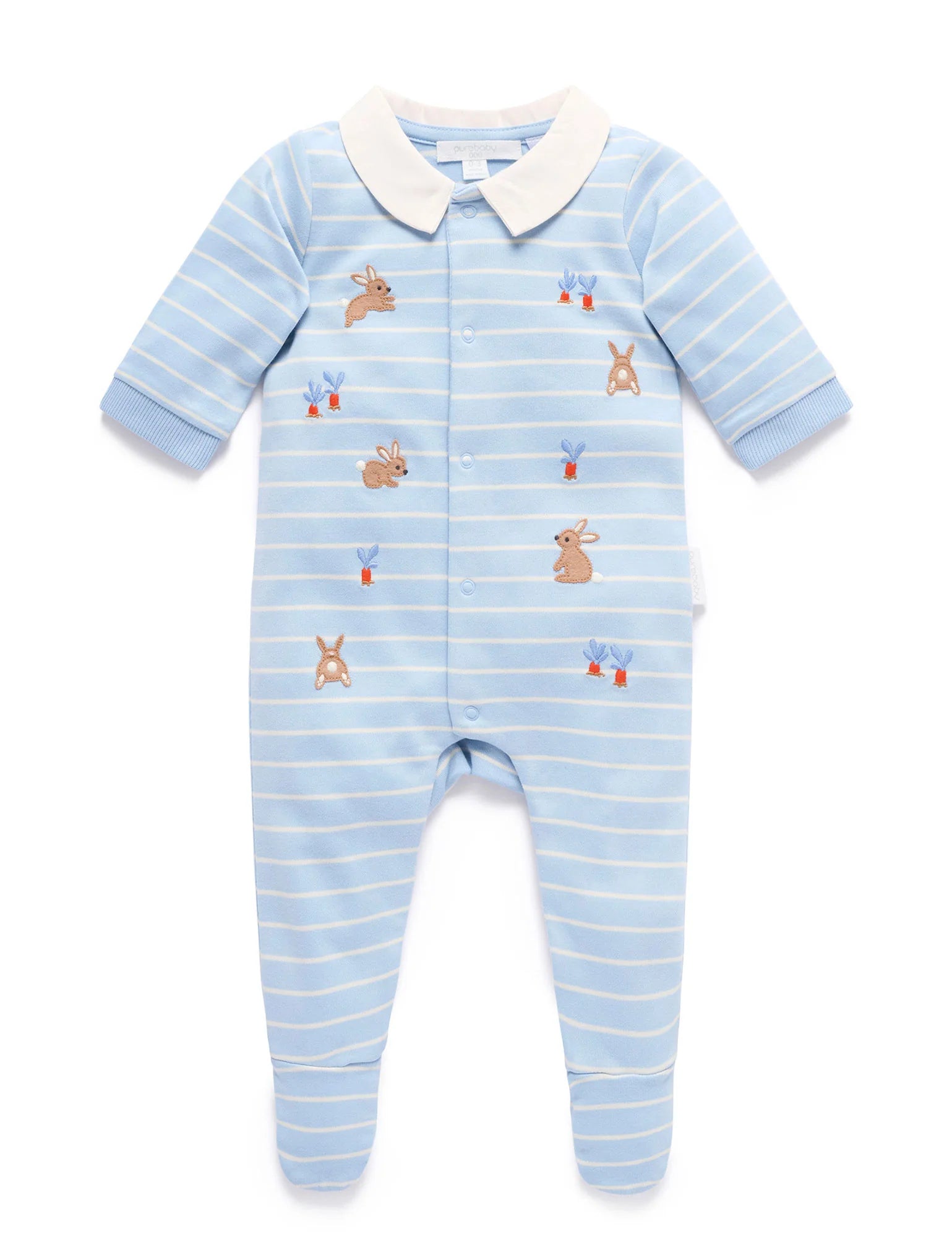 Purebaby Thick Peekaboo Bunny Growsuit - Country Air Stripe