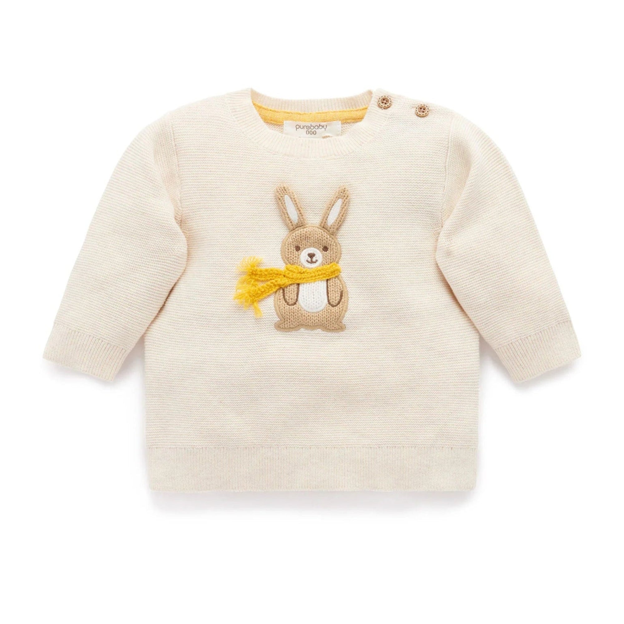 Purebaby Bunny Jumper - Wheat Melange