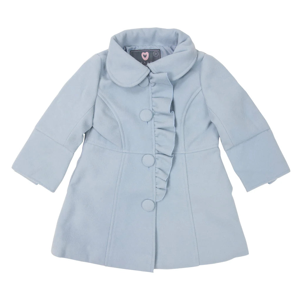 Korango Faux Wool Collared Overcoat - Alice Blue