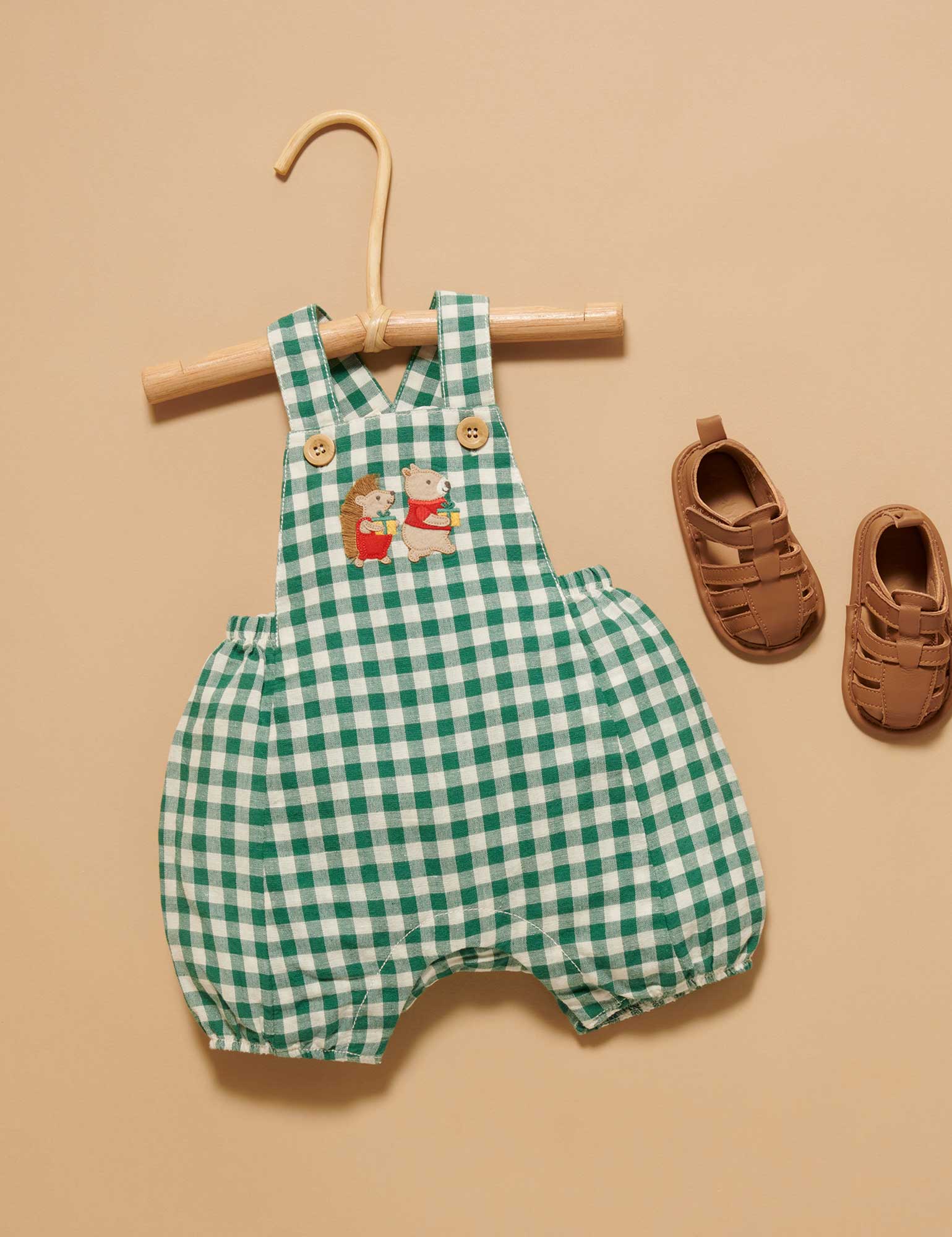Purebaby Gingham Overalls - Coriander Gingham