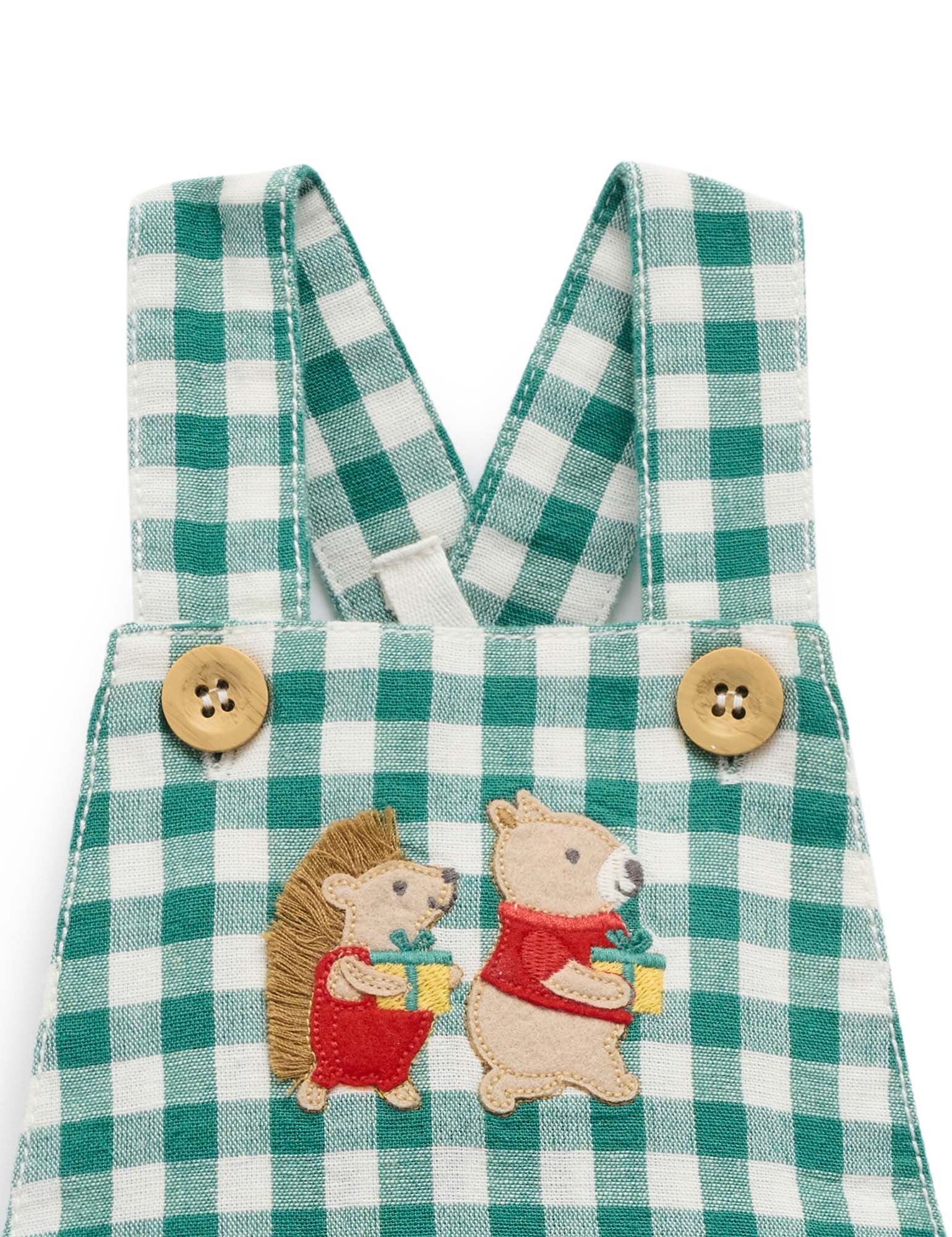 Purebaby Gingham Overalls - Coriander Gingham