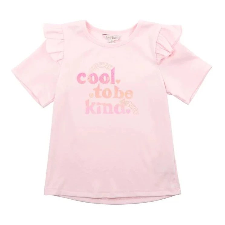 Fox & Finch Cool To Be Kind Frill Tee, Soft Pink. 1-2y