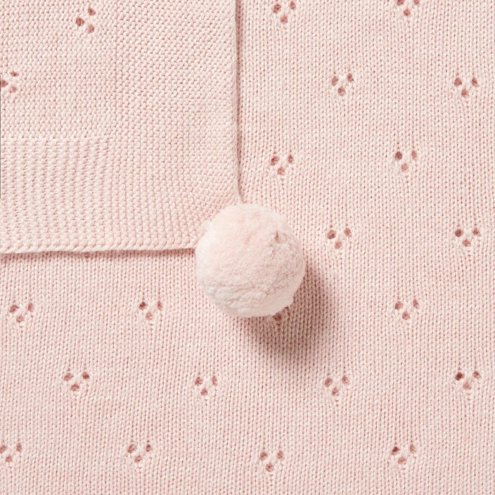 Wilson and Frenchy Pink Knitted Pointelle Blanket