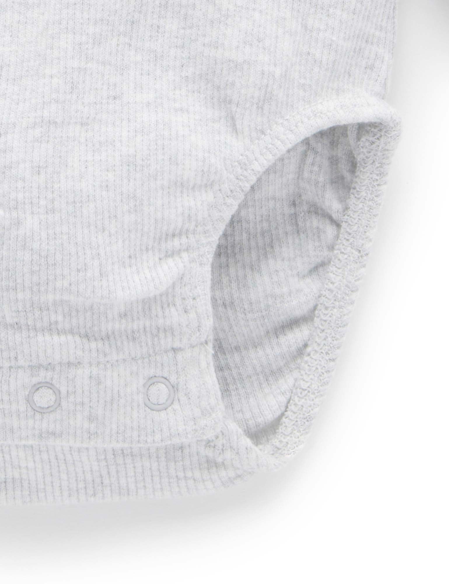 Purebaby Ribbed Bodysuit Long Sleeve - Pale Grey Melange