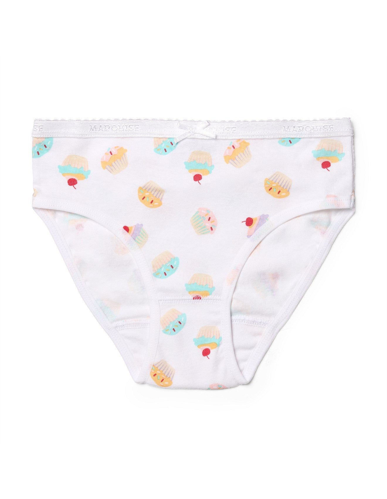 Marquise 2 Pack Girls Underwear - Cupcakes - White/Pink