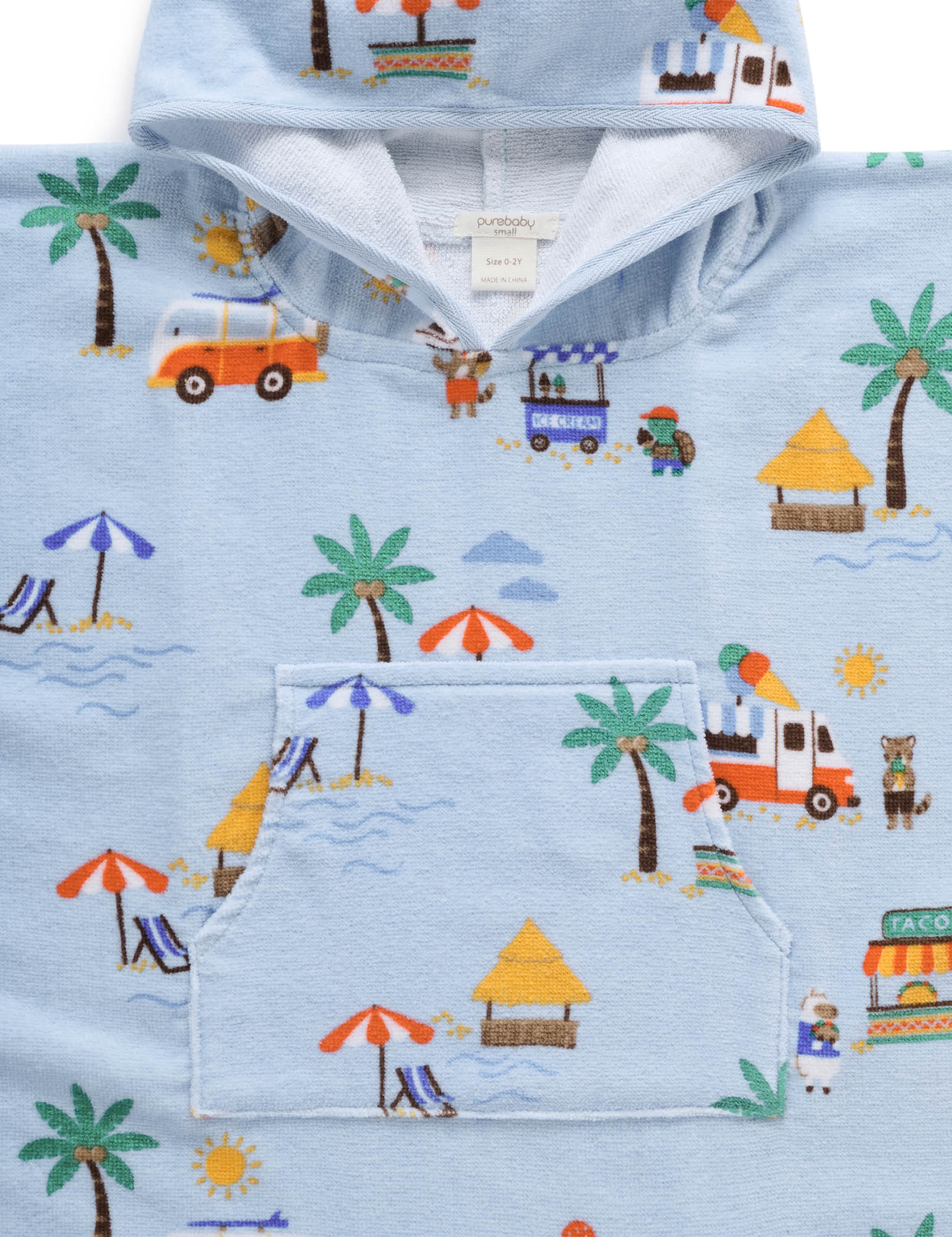 Purebaby Towelling Poncho - Cancun Print