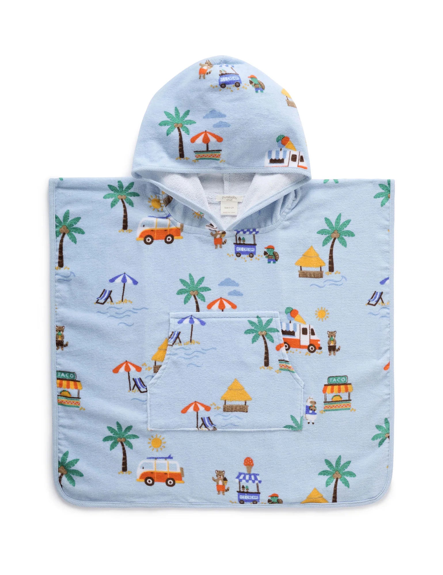 Purebaby Towelling Poncho - Cancun Print