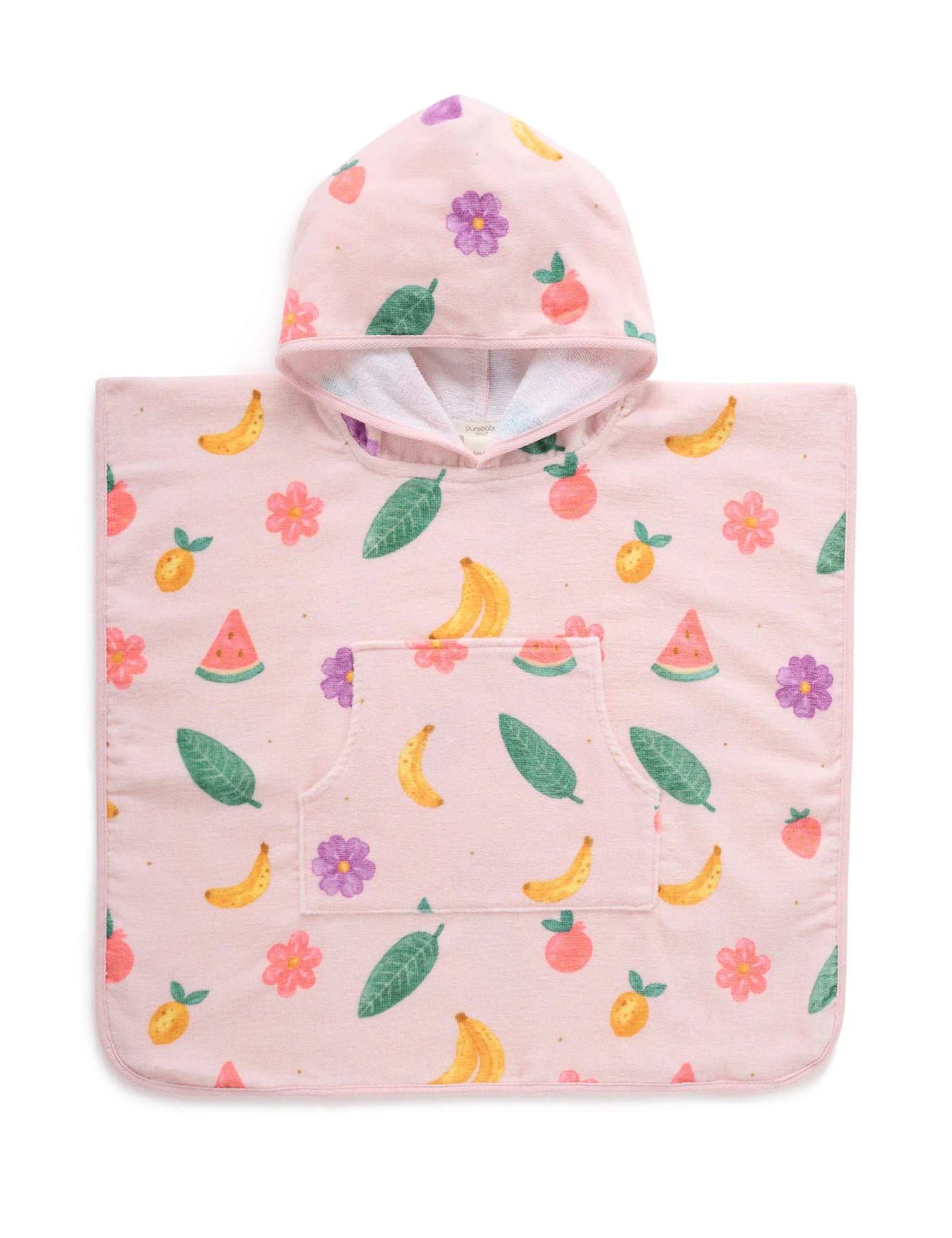 Purebaby Towelling Poncho - Tropical Fruity Print