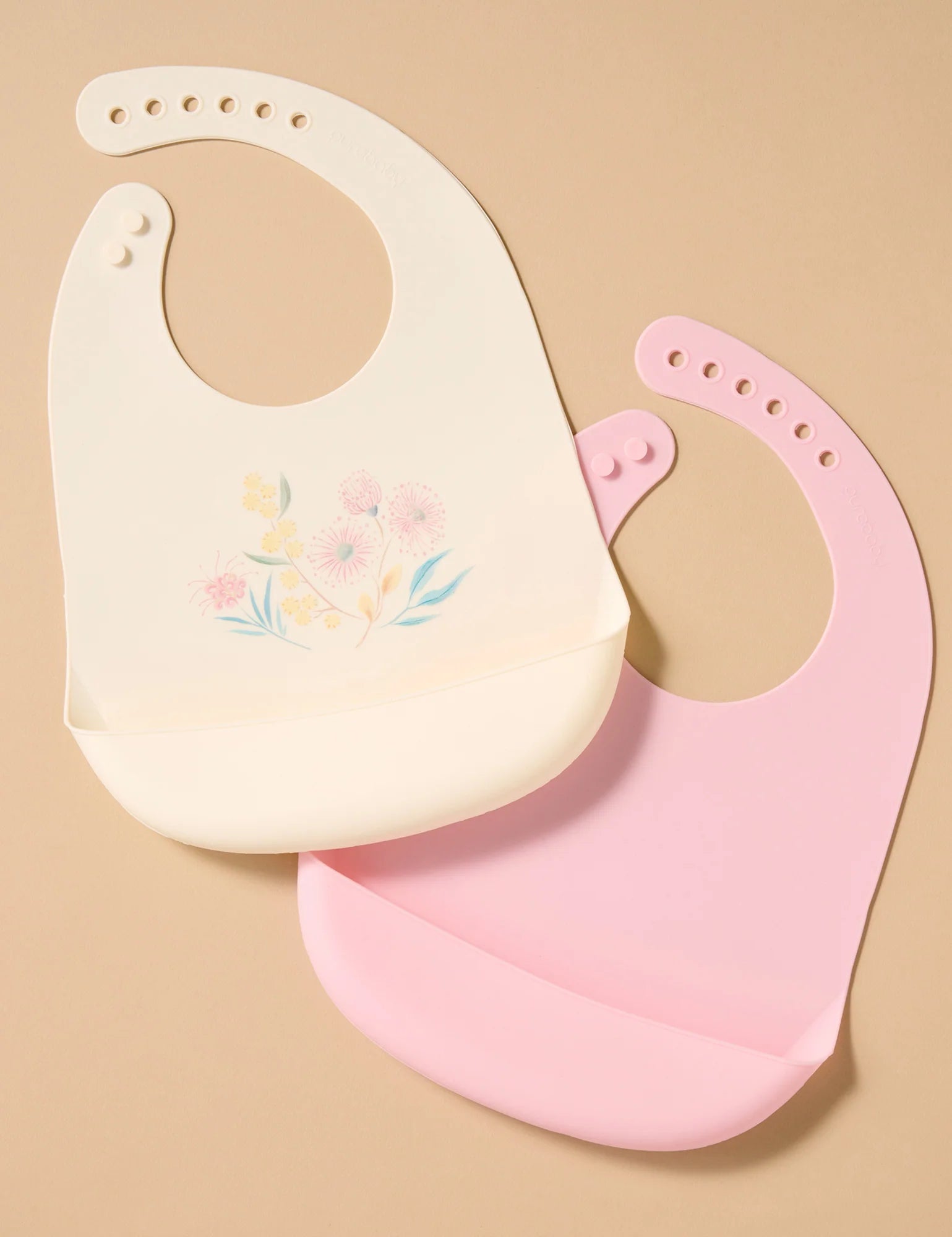 Purebaby Blossom 2 Pack Silicone Bib