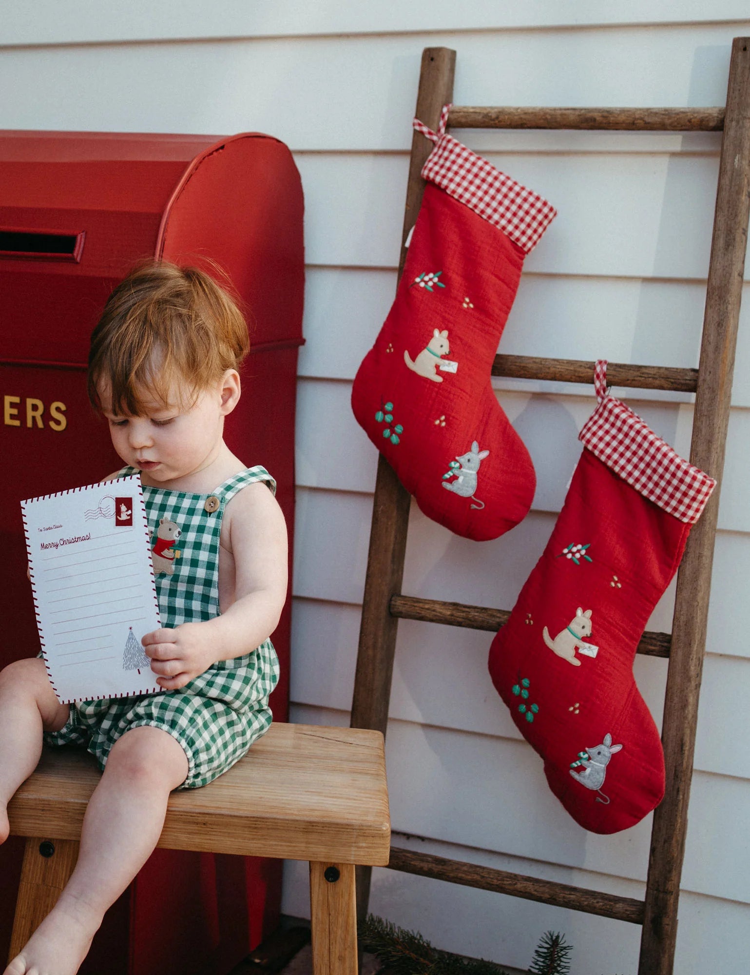 Purebaby Embroidered Christmas Stocking - Christmas Red