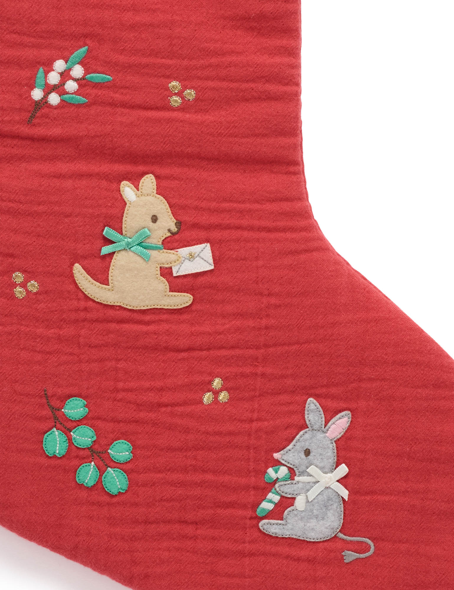 Purebaby Embroidered Christmas Stocking - Christmas Red