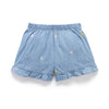 Purebaby Embroidered Shorts - Denim Daisy Broderie