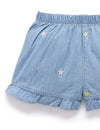 Purebaby Embroidered Shorts - Denim Daisy Broderie