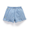 Purebaby Embroidered Shorts - Denim Daisy Broderie