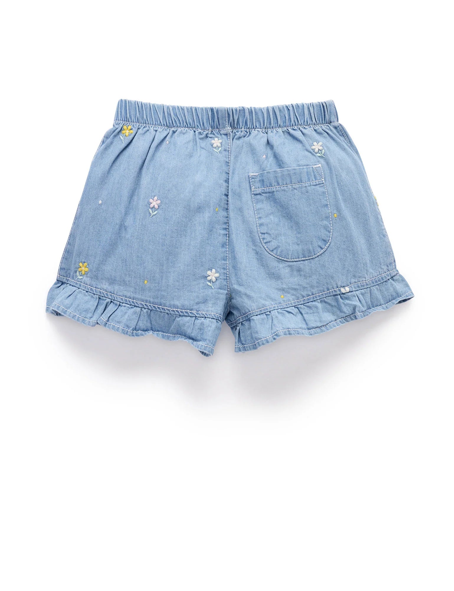 Purebaby Embroidered Shorts - Denim Daisy Broderie