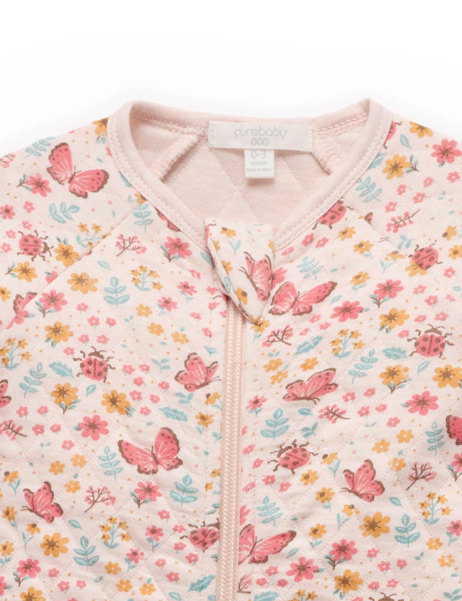 Purebaby Quilted Growsuit - Butterfly Print