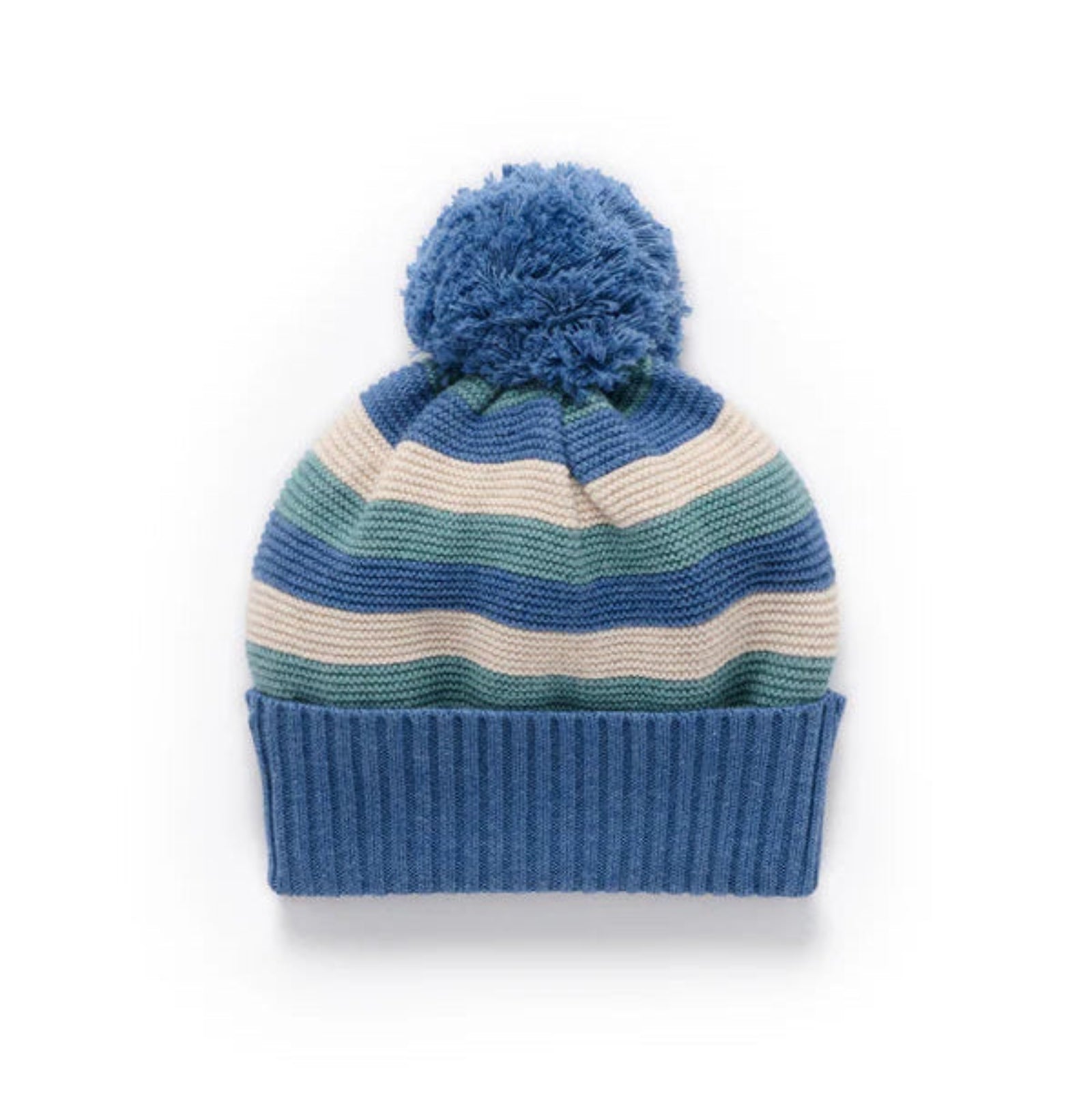 Purebaby Striped Beanie -  Duck Egg Stripe