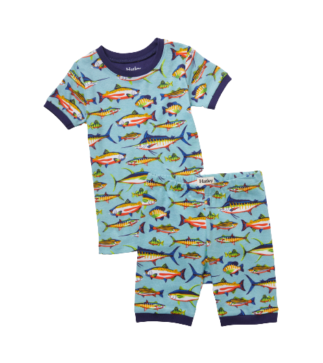 Hatley Lots Of Fish  Short Pyjama Set - Still Water