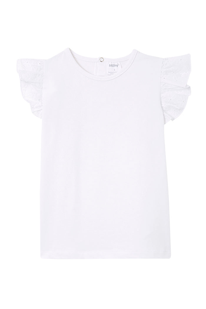 Milky White Broderie Frill Tee