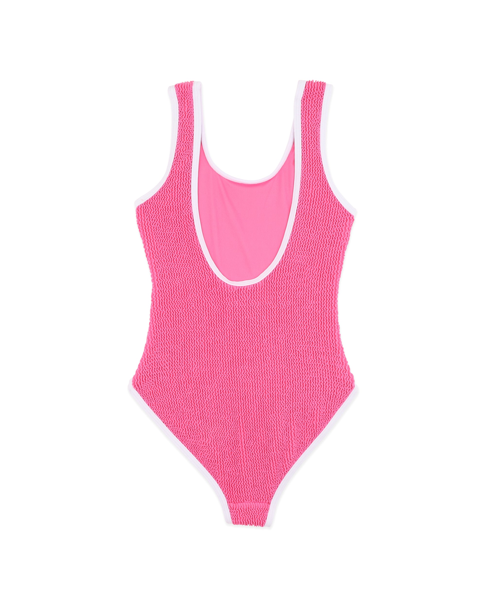 Bubblegum/White Crinkle Swimsuit 8-14Y