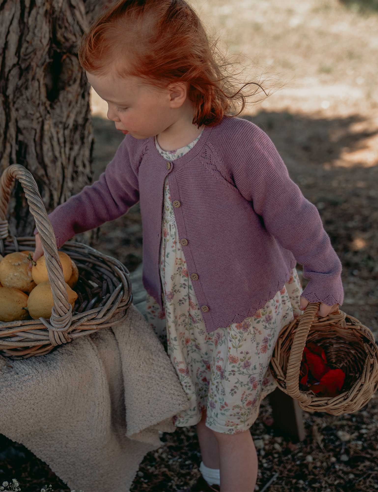 Purebaby Scalloped Cardigan - Lavender Melange