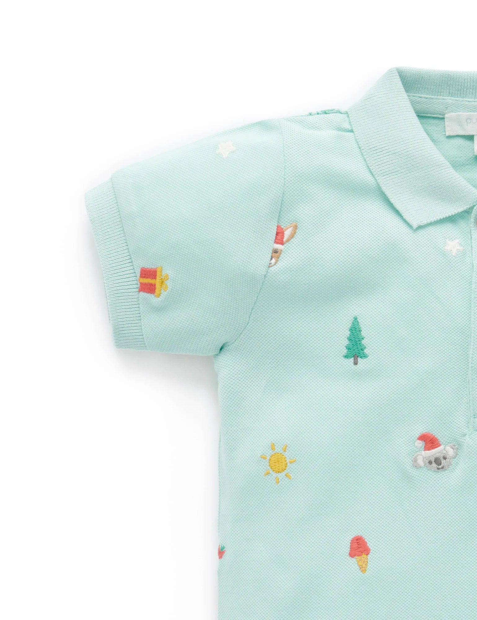 Purebaby Christmas Holidays Polo - Christmas Broderie