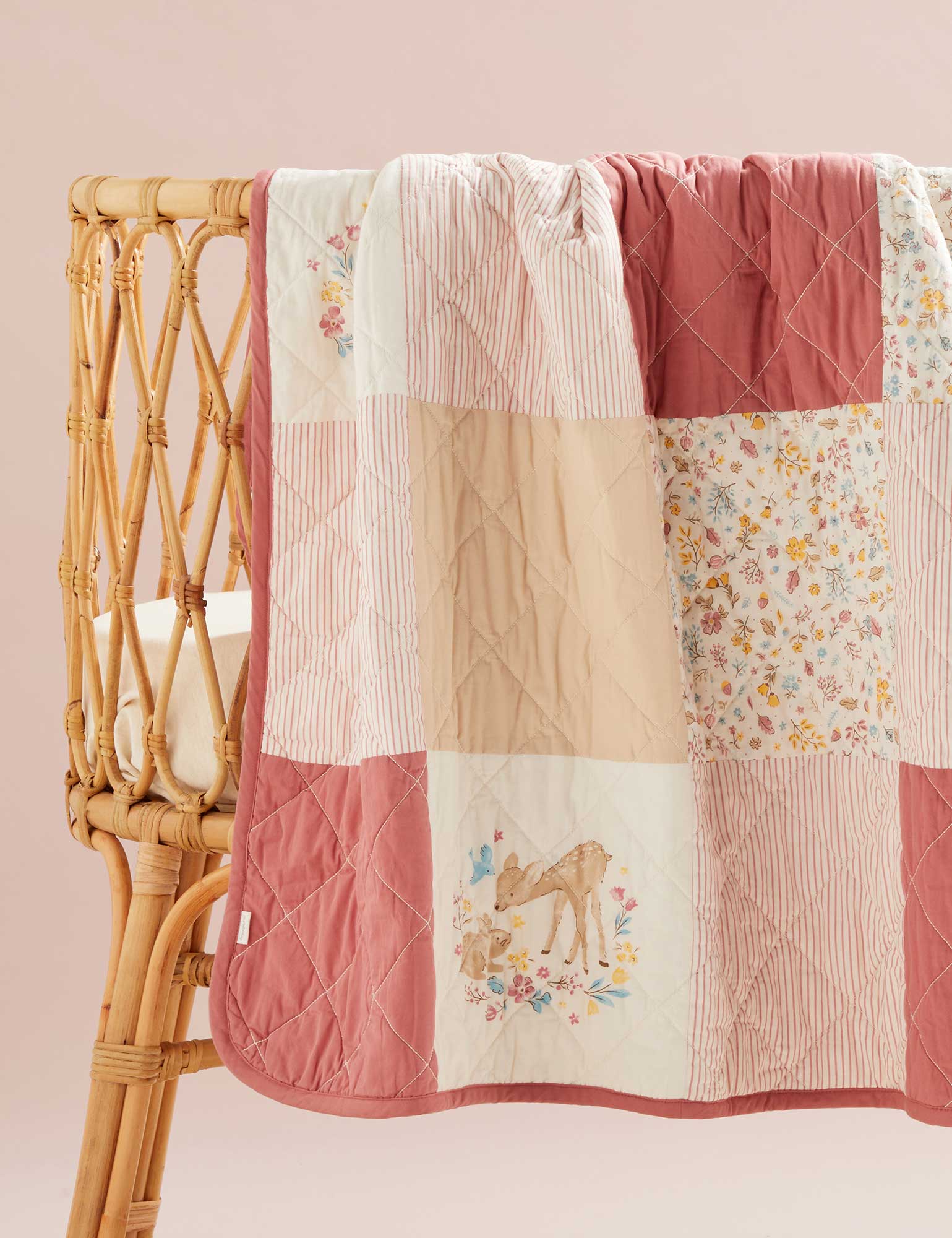 Purebaby Reversible Quilted Coverlet - Posy