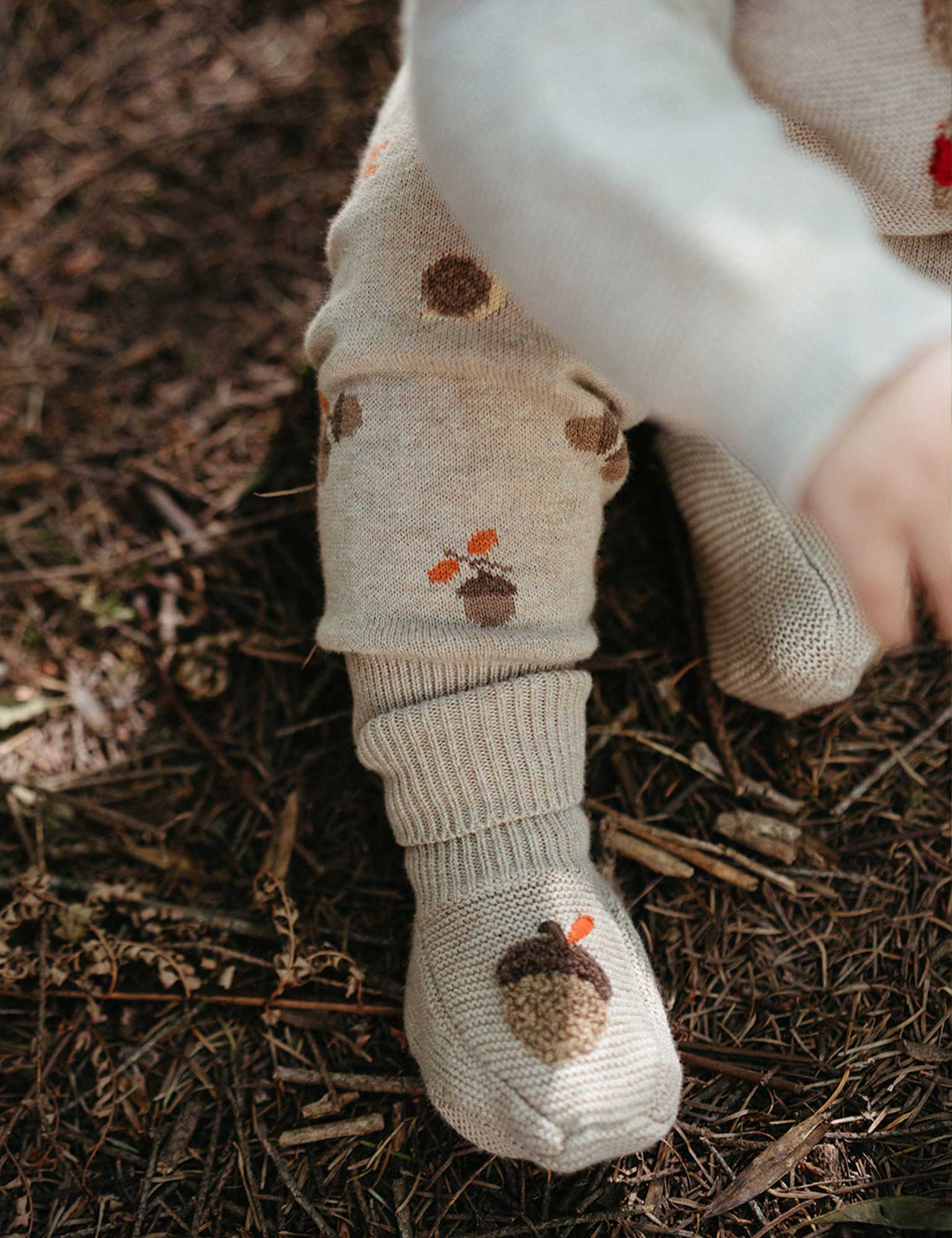 Purebaby Magical Forest Knitted Booties - Mushroom Melange