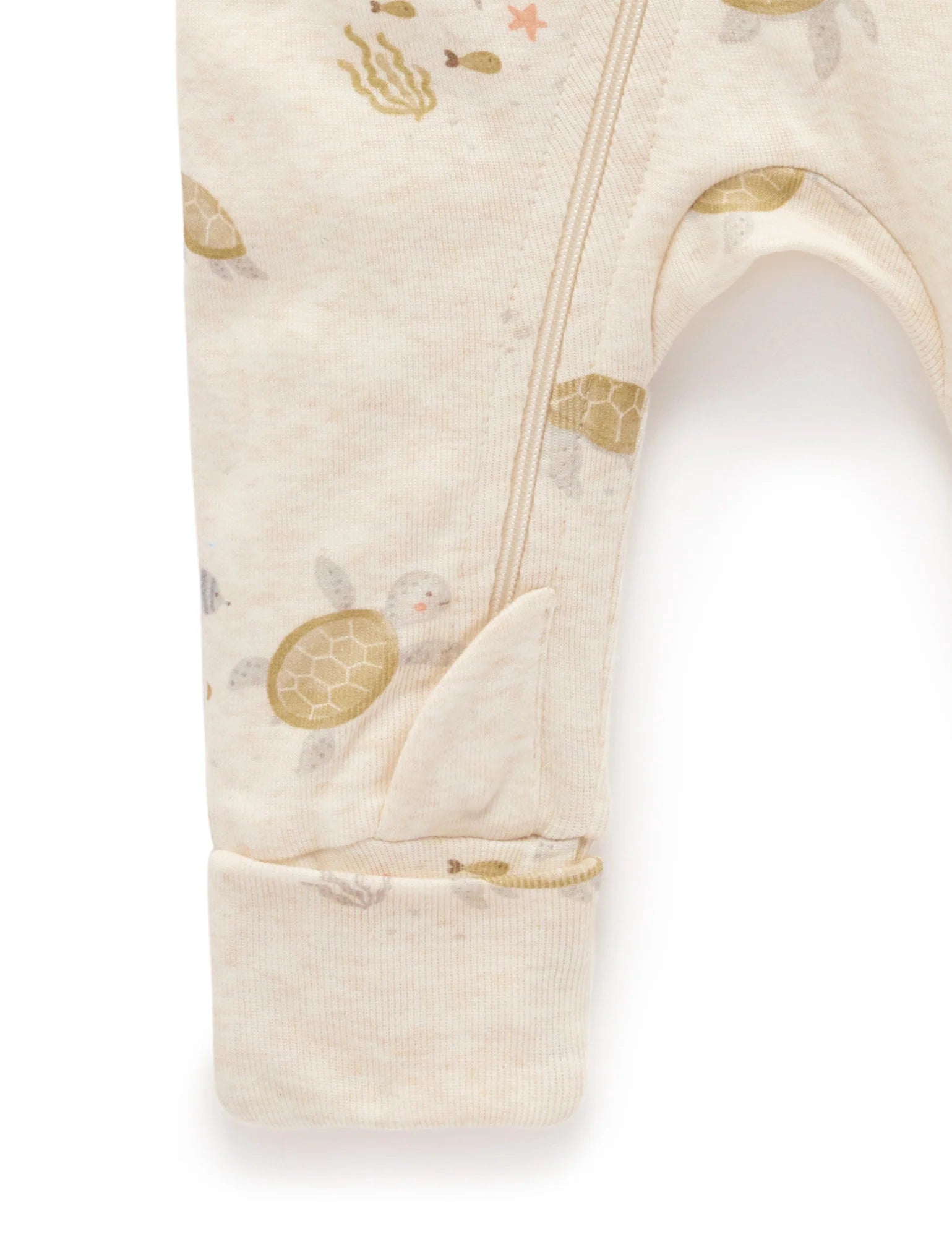 Purebaby Printed Zip Growsuit - Little Turtles Print