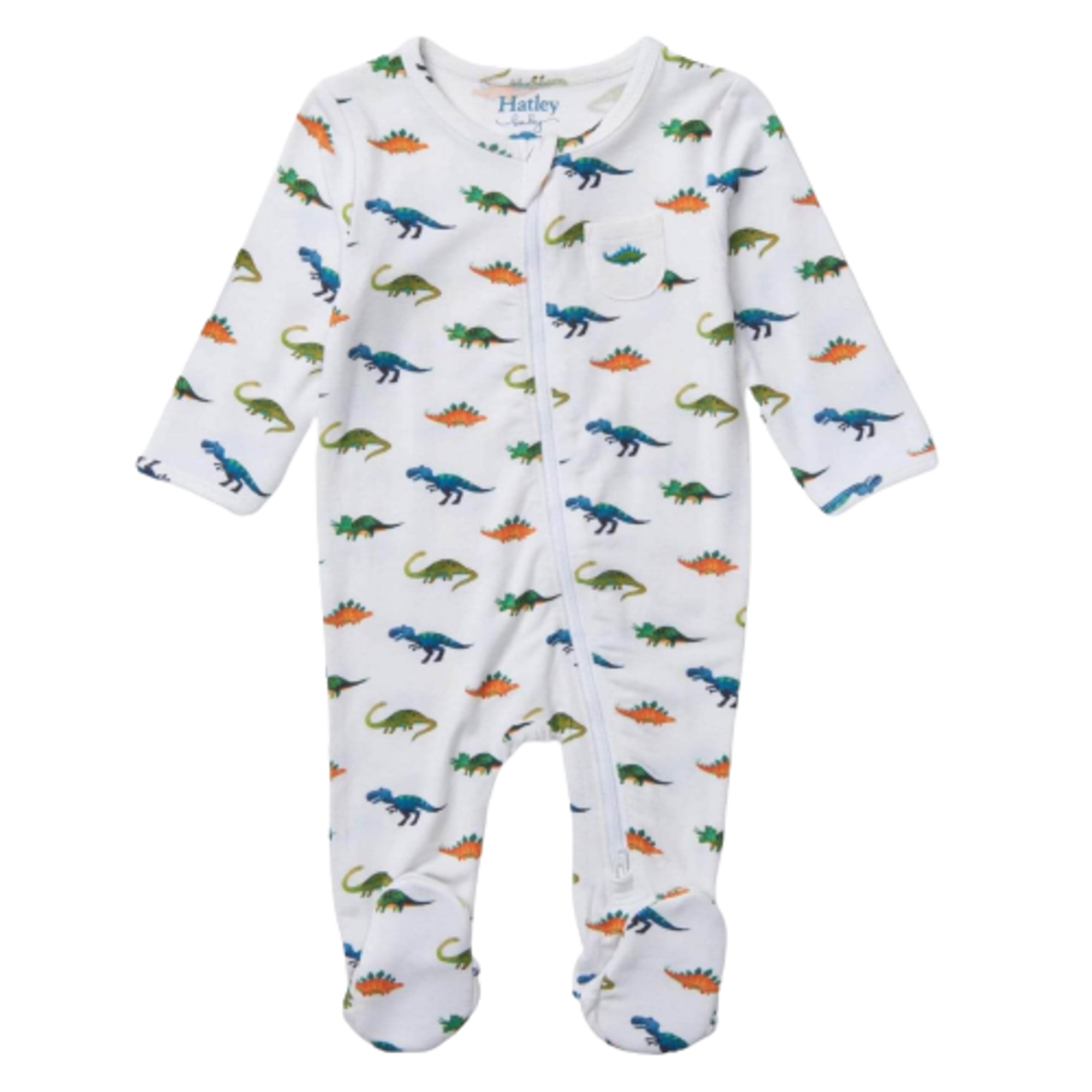 Hatley Painted Dinos Baby Footed Coverall - White