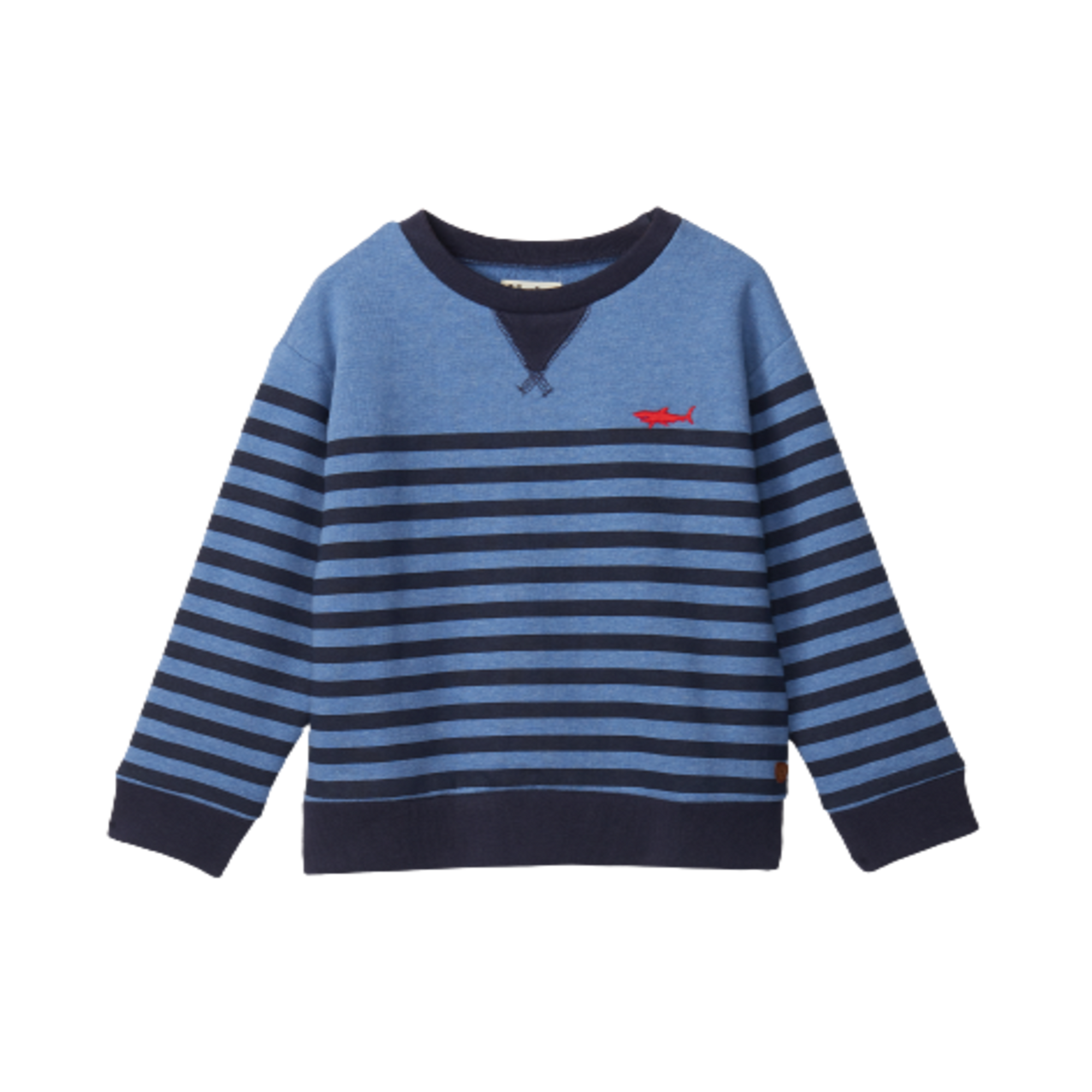 Hatley Printed Shark Stripes Pullover Sweatshirt - Nautical Melange